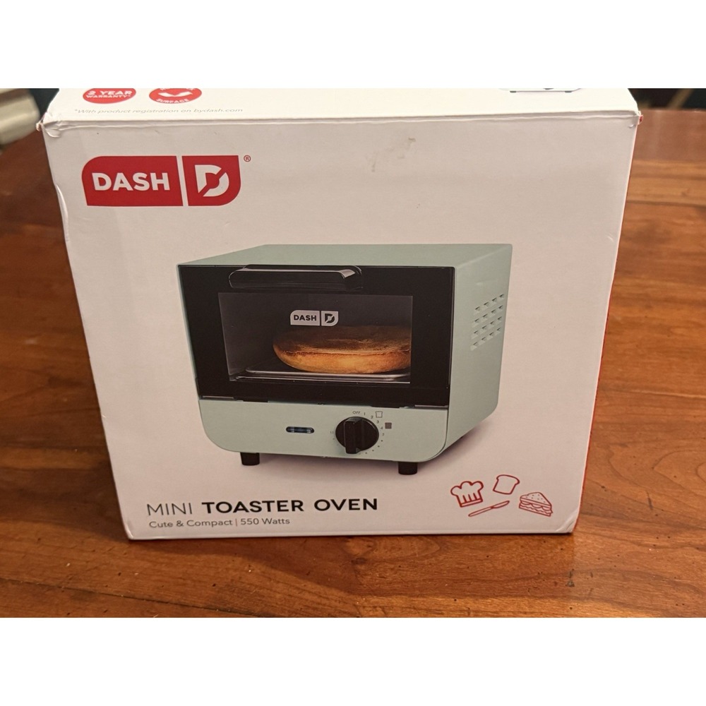 Dash Mini Toaster Oven Aqua Green Compact 550W DMTO100 Single Slice NIB New